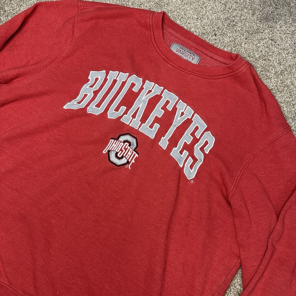 Ohio State Buckeyes University OSU Varsity Crewneck Sweatshirt Size XL Red Logo - Picture 3 of 9